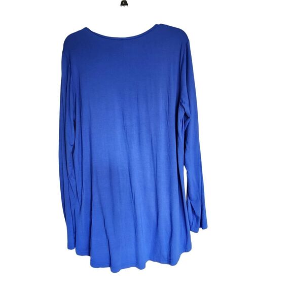 Bishuige Womens Blue Lace Detail Long Sleeve Top Rayon Blend Size 3XL NEW‎ - Picture 7 of 9
